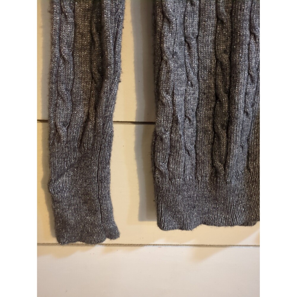 Loft gray sparkle cable knit sweater wool rabbit hair blend medium fall winter - Picture 3 of 7